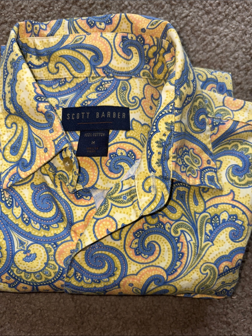 Scott Barber Men's Yellow Paisley Button-Down Shirt L/S